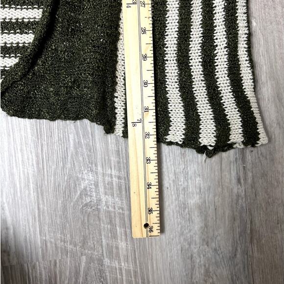 Wet Seal Olive Green & White Striped Knitted Open Front Cardigan Womens Size M - Picture 7 of 8